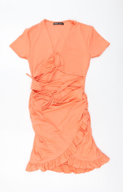 SheIn Womens Pink Polyester Mini Size S Collared Drawstring