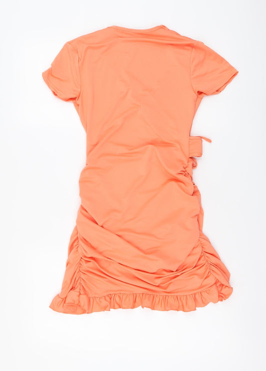 SheIn Womens Pink Polyester Mini Size S Collared Drawstring