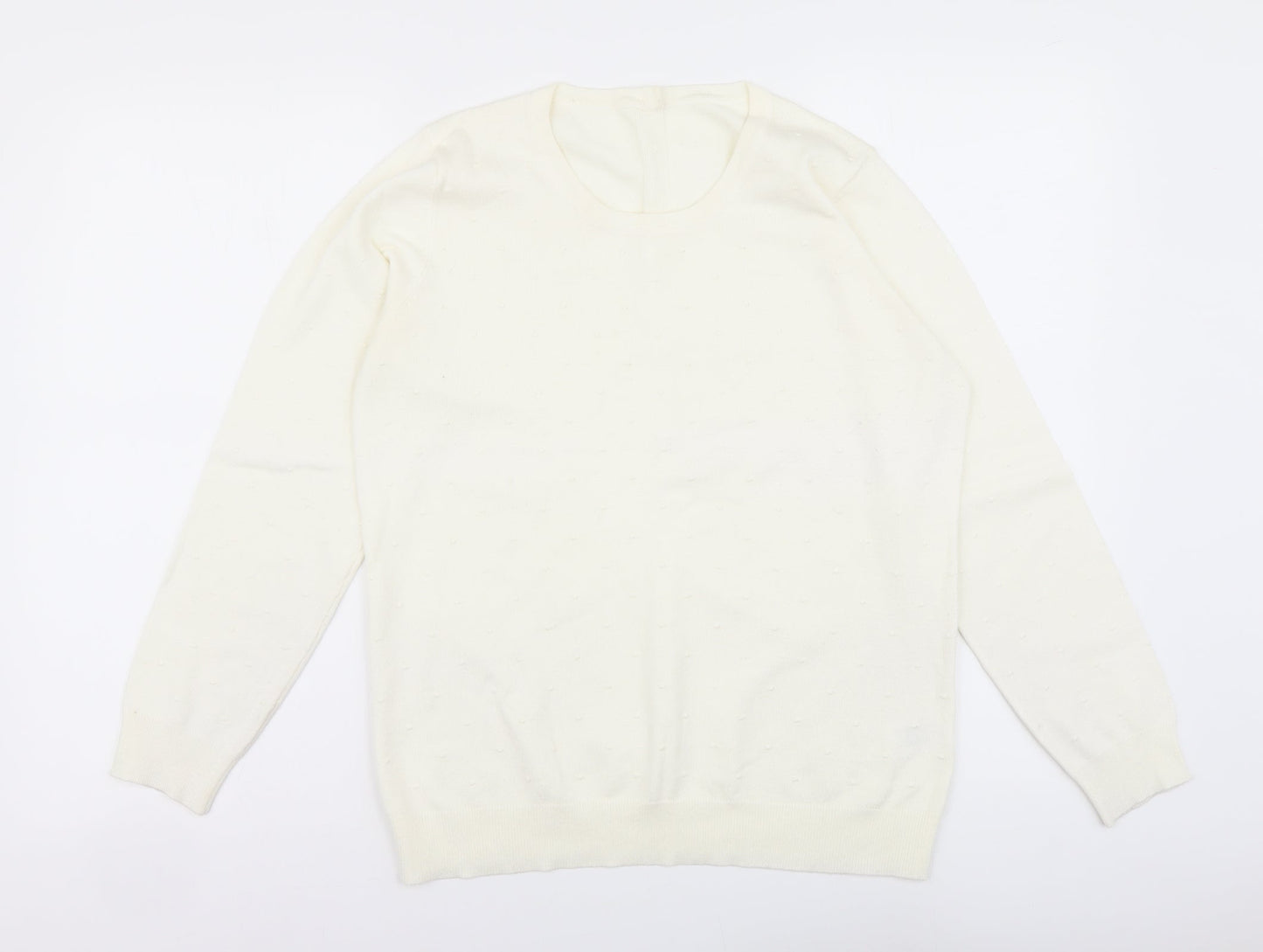 SheIn Womens Ivory Round Neck Viscose Pullover Jumper Size S