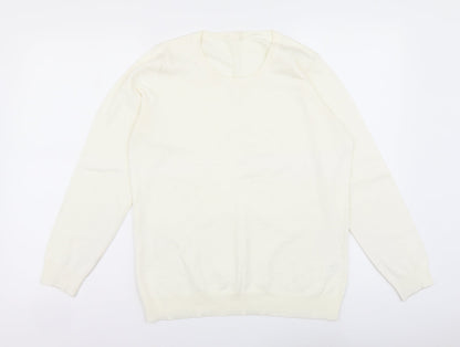 SheIn Womens Ivory Round Neck Viscose Pullover Jumper Size S