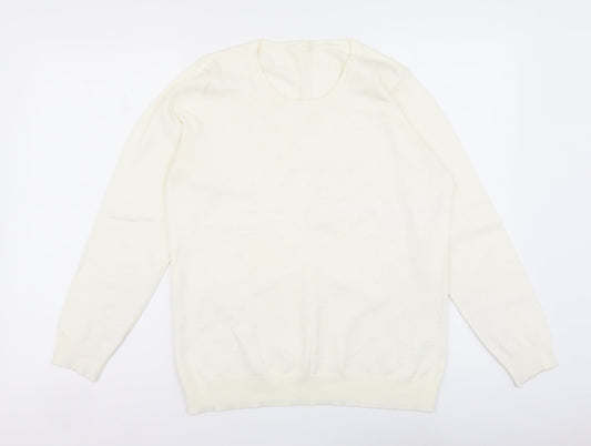 SheIn Womens Ivory Round Neck Viscose Pullover Jumper Size S