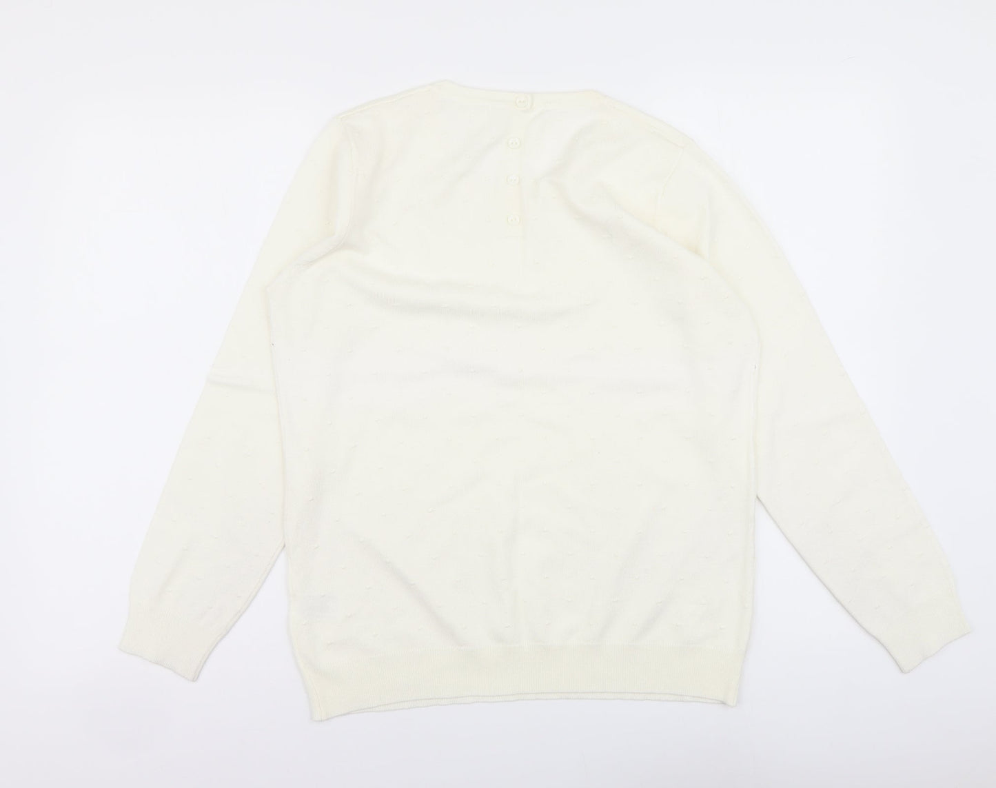 SheIn Womens Ivory Round Neck Viscose Pullover Jumper Size S