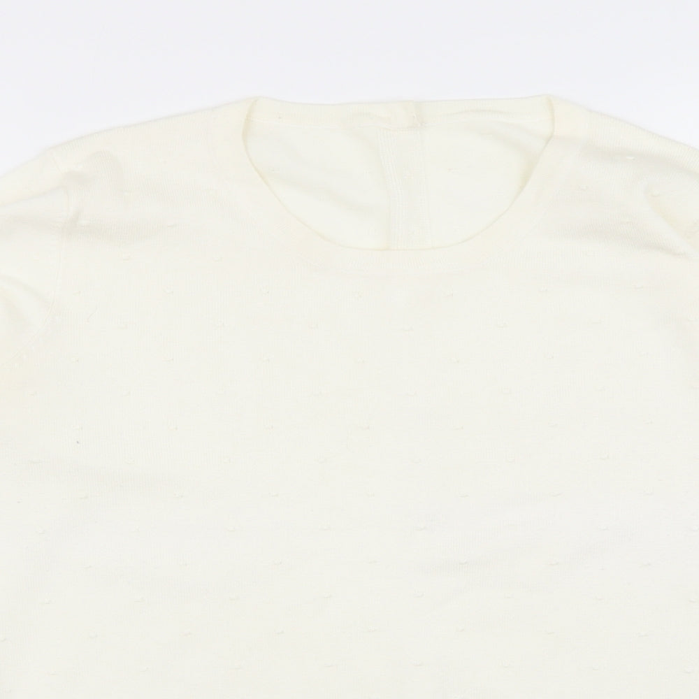 SheIn Womens Ivory Round Neck Viscose Pullover Jumper Size S