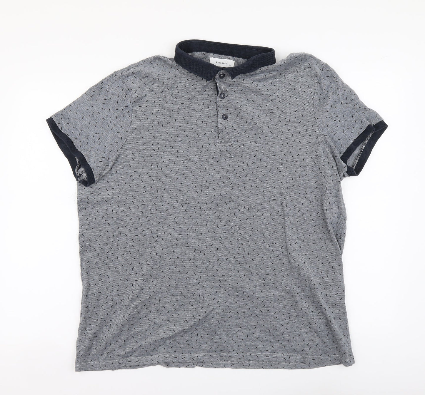 RESERVED Mens Grey Geometric Cotton Polo Size 2XL Collared Button