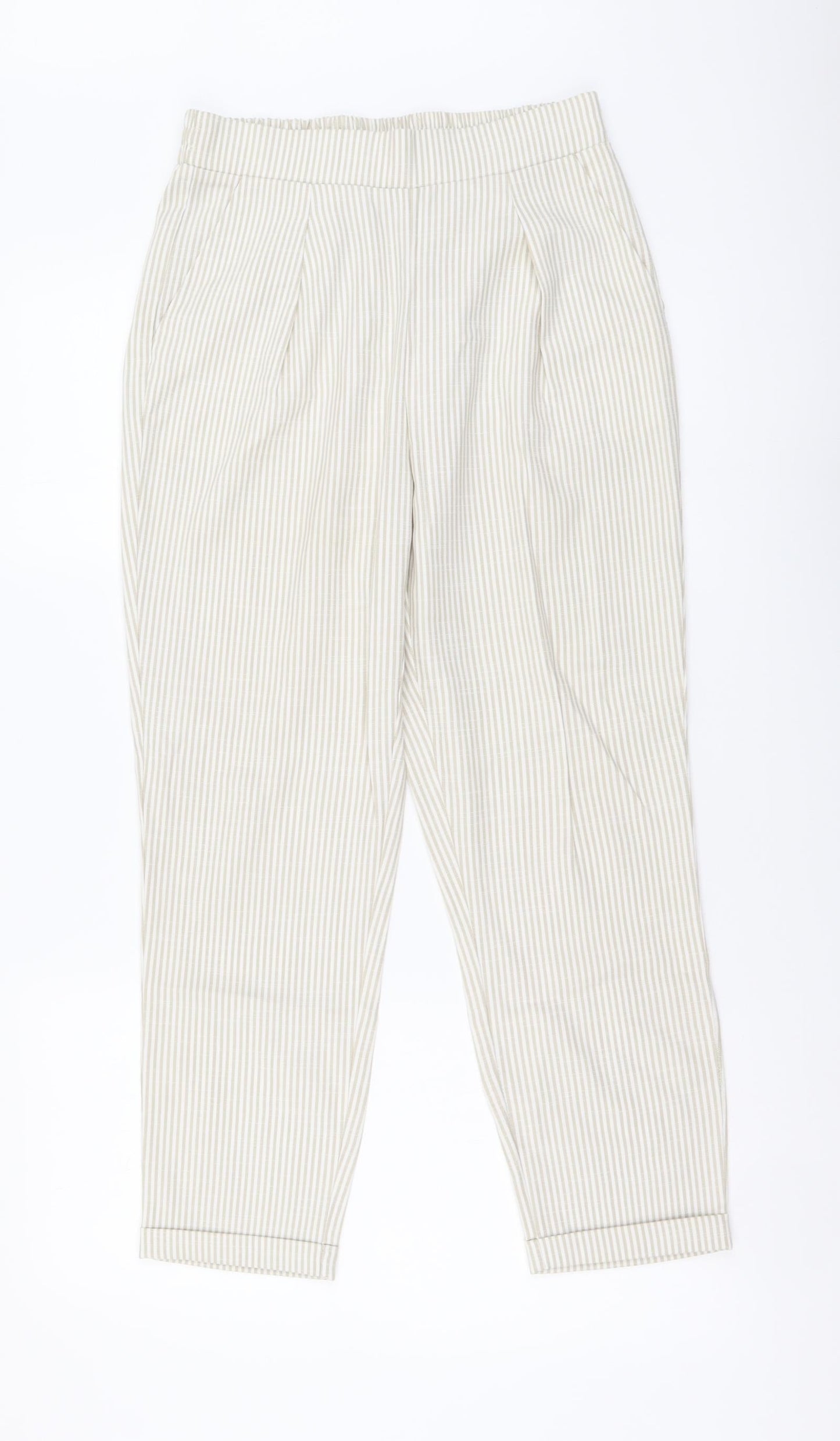 Womens UK Size S Stradivarius Regular Fit Chino Beige Trousers
