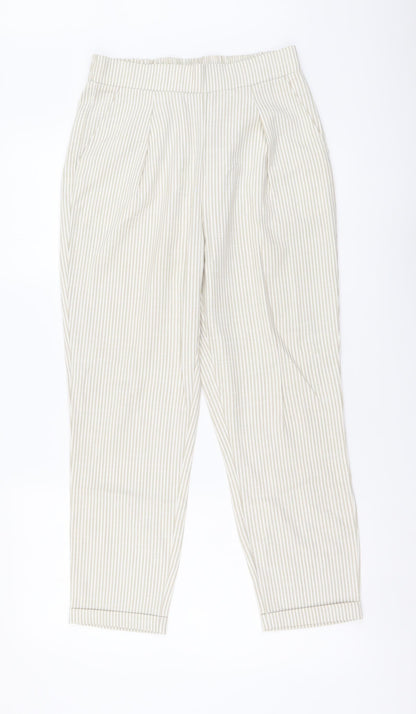 Womens UK Size S Stradivarius Regular Fit Chino Beige Trousers