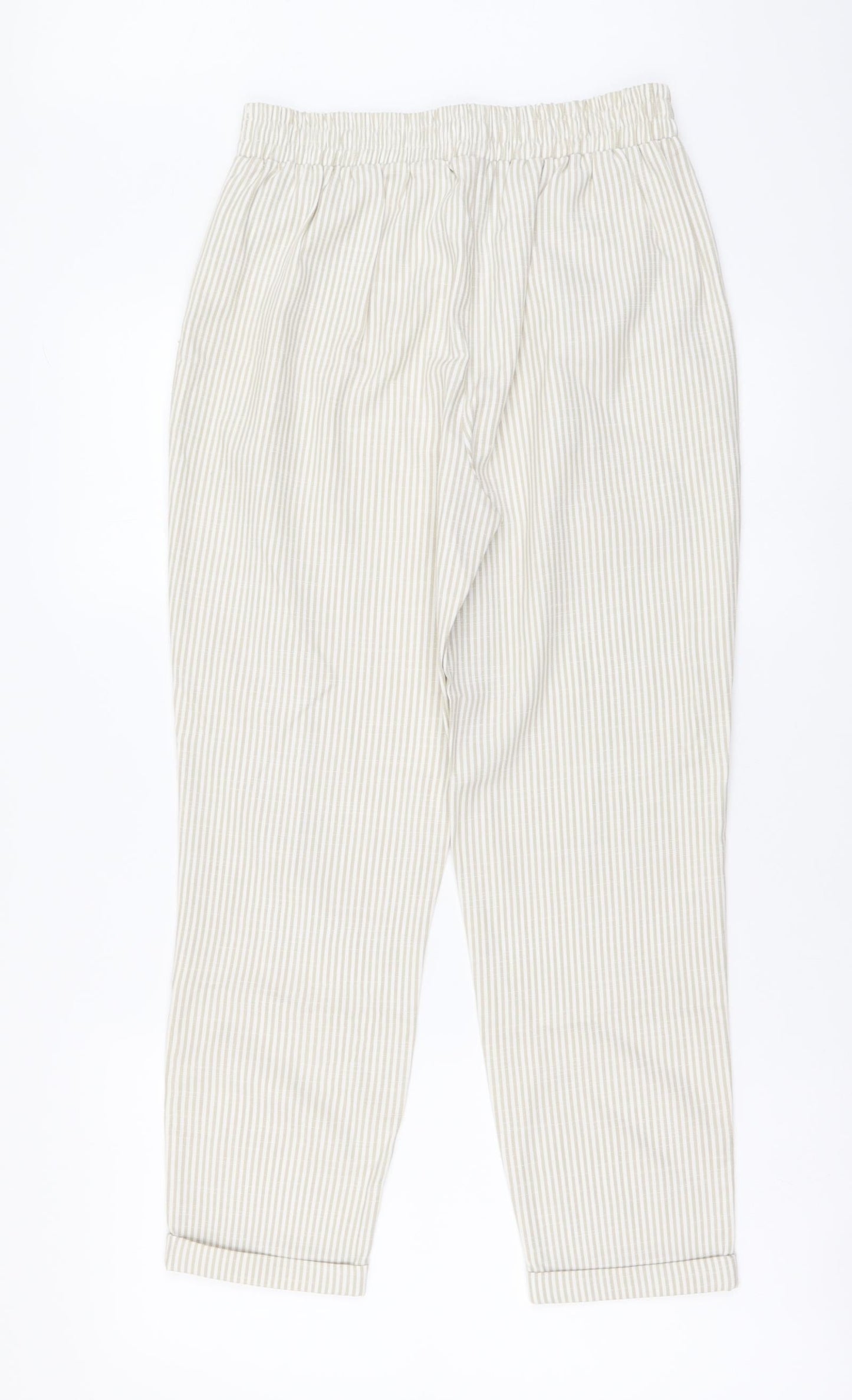 Womens UK Size S Stradivarius Regular Fit Chino Beige Trousers