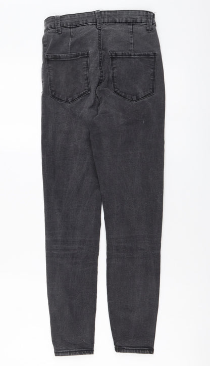 Denim & Co. Womens Grey Cotton Skinny Jeans Size 8 L25 in Regular Button