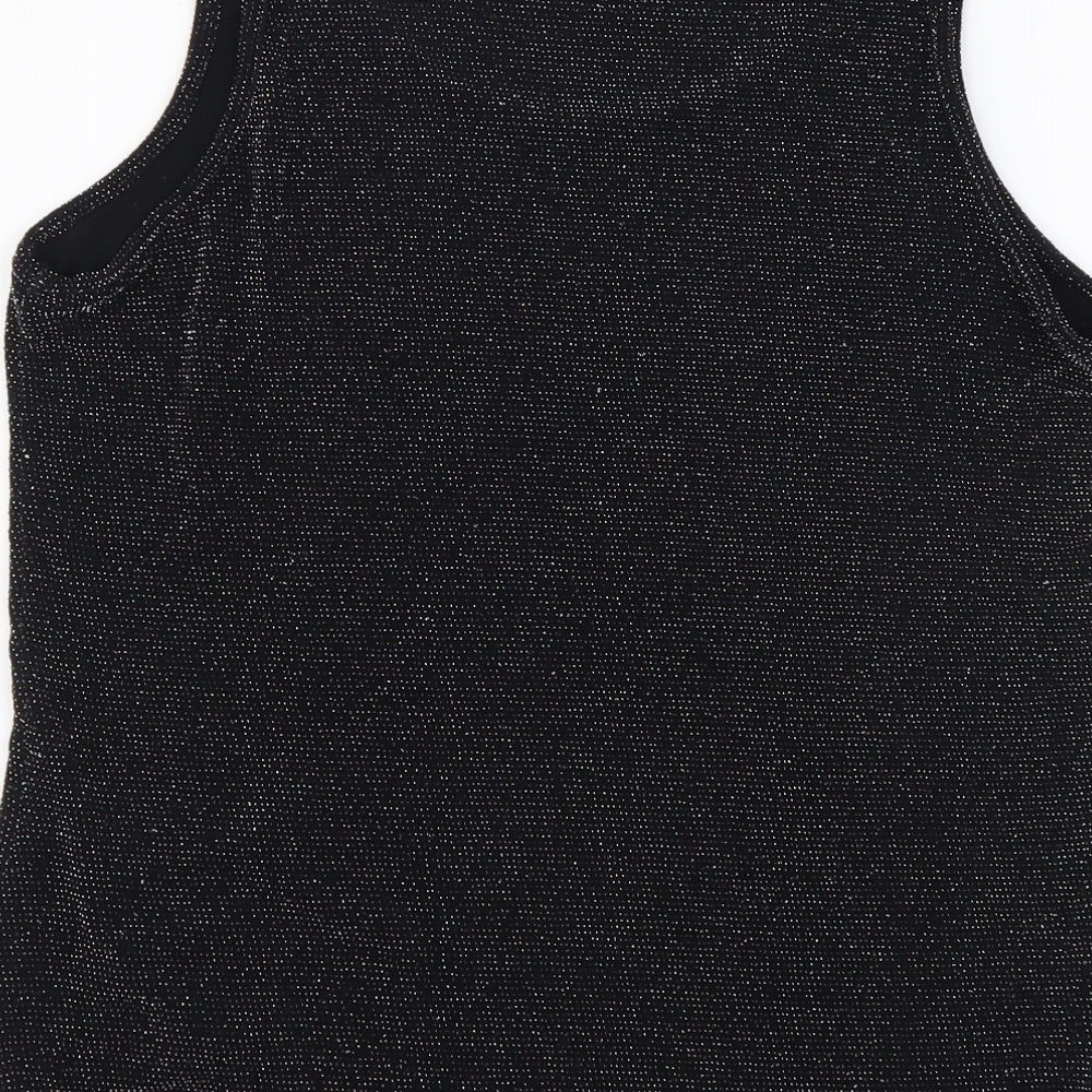 Papaya Womens Black Nylon Basic Tank Size 14 Round Neck