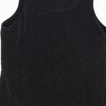 Papaya Womens Black Nylon Basic Tank Size 14 Round Neck
