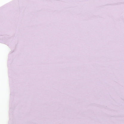 Primark Girls Purple Cotton Basic T-Shirt Size 4-5 Years Round Neck Pullover - California