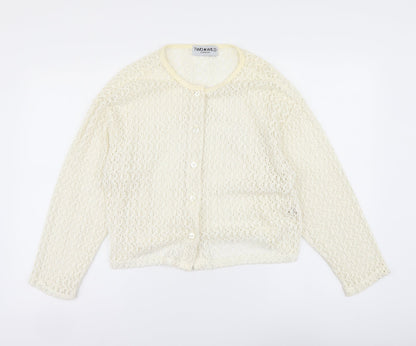 Two Wild Womens Ivory Cotton Basic Button-Up Size M Round Neck