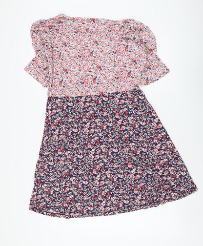 Preworn Womens Multicoloured Floral Viscose A-Line Size S V-Neck Pullover
