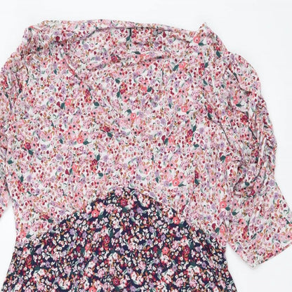 Preworn Womens Multicoloured Floral Viscose A-Line Size S V-Neck Pullover