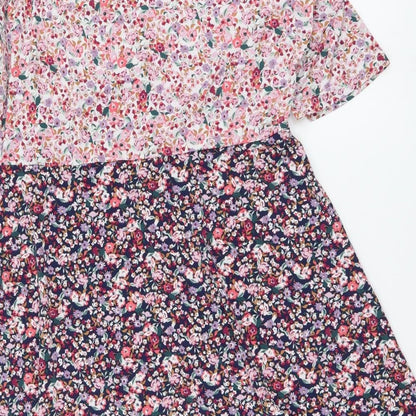 Preworn Womens Multicoloured Floral Viscose A-Line Size S V-Neck Pullover