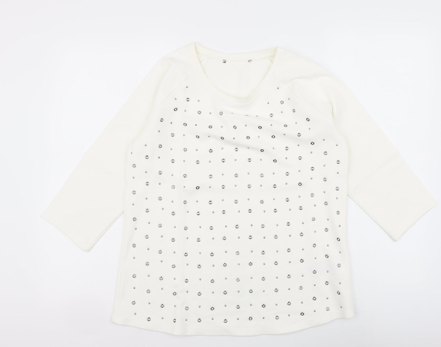 Womens UK Size 12 Preworn Ivory Basic T-Shirt