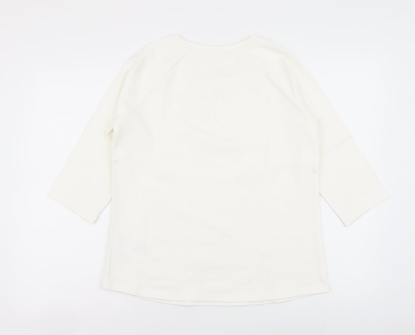 Womens UK Size 12 Preworn Ivory Basic T-Shirt