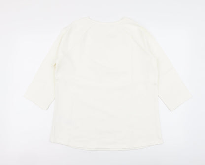 Womens UK Size 12 Preworn Ivory Basic T-Shirt