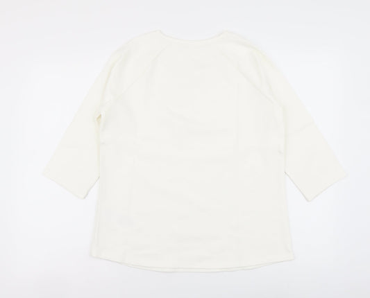 Womens UK Size 12 Preworn Ivory Basic T-Shirt