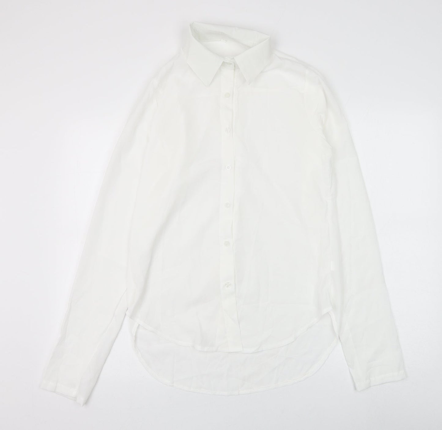 Womens UK Size L Preworn White Basic Button-Up