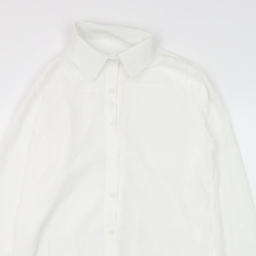 Womens UK Size L Preworn White Basic Button-Up