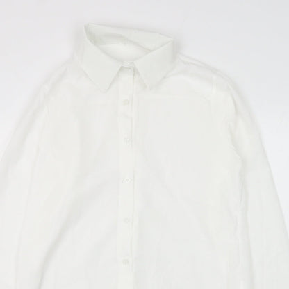 Womens UK Size L Preworn White Basic Button-Up