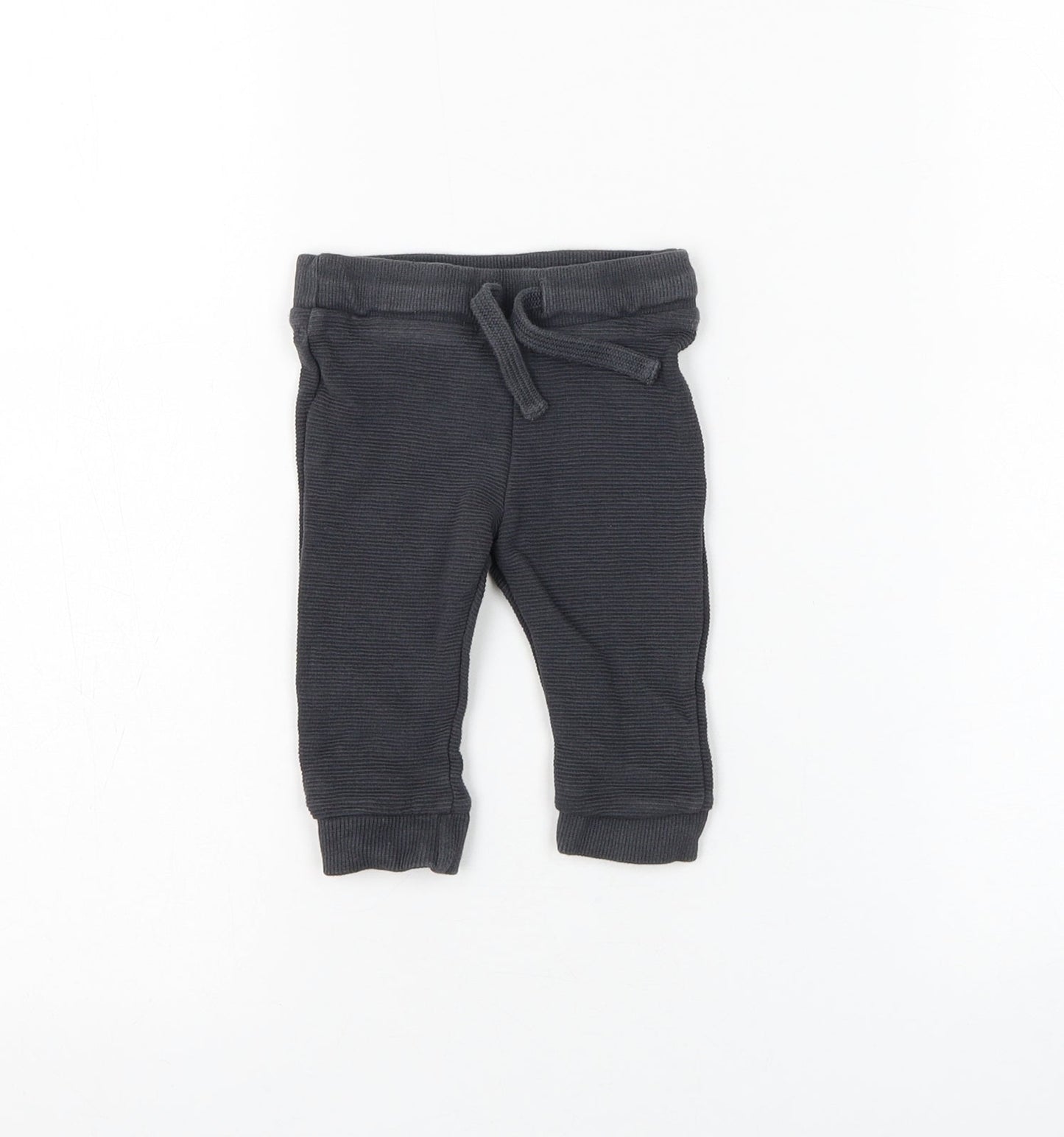 F&F Boys Grey Cotton Jogger Trousers Size 3-6 Months Drawstring