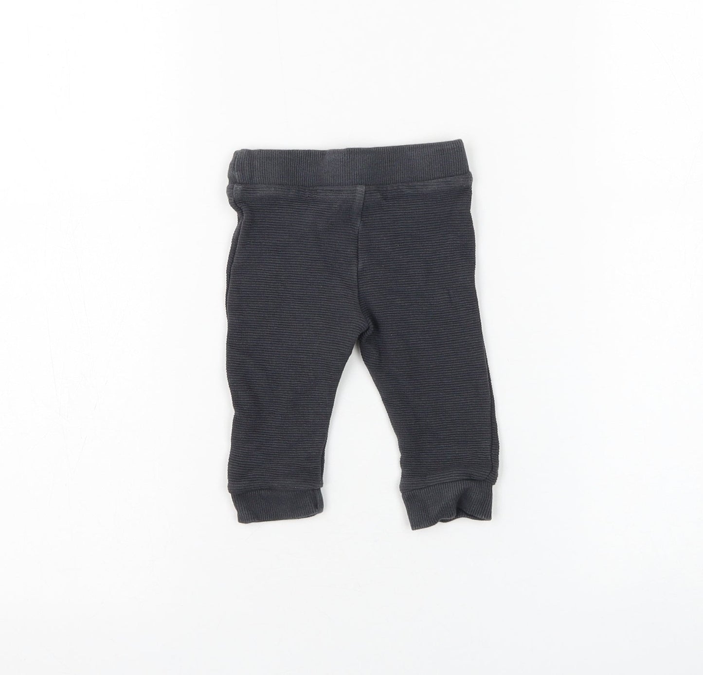 F&F Boys Grey Cotton Jogger Trousers Size 3-6 Months Drawstring