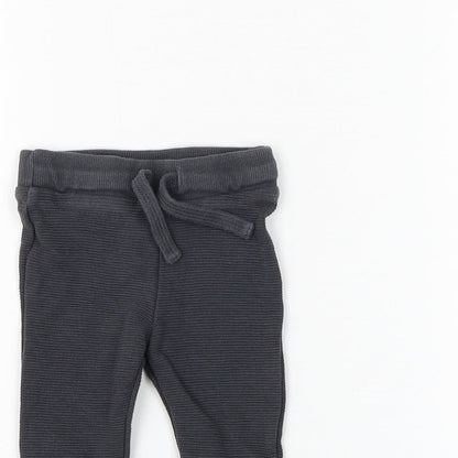 F&F Boys Grey Cotton Jogger Trousers Size 3-6 Months Drawstring