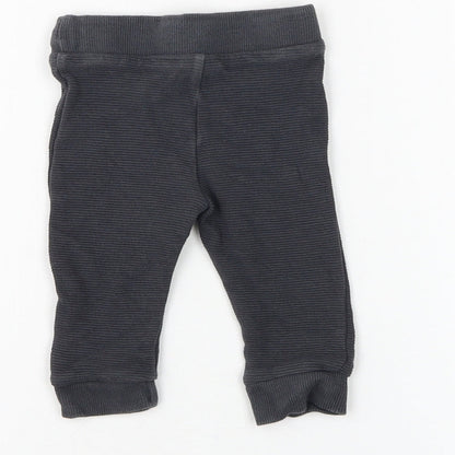 F&F Boys Grey Cotton Jogger Trousers Size 3-6 Months Drawstring