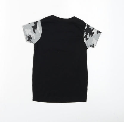 Matalan Boys Black Camouflage Cotton Basic T-Shirt Size 6 Years Round Neck Pullover - World Wide