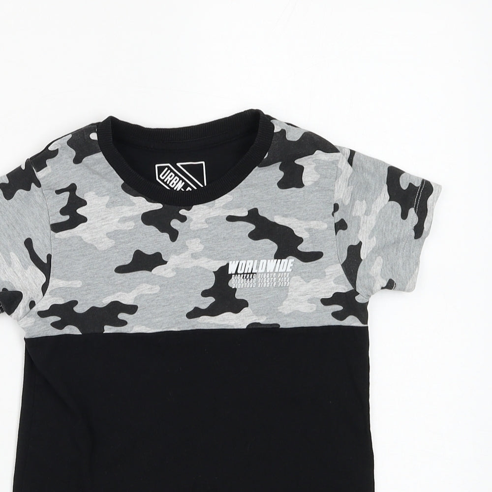 Matalan Boys Black Camouflage Cotton Basic T-Shirt Size 6 Years Round Neck Pullover - World Wide