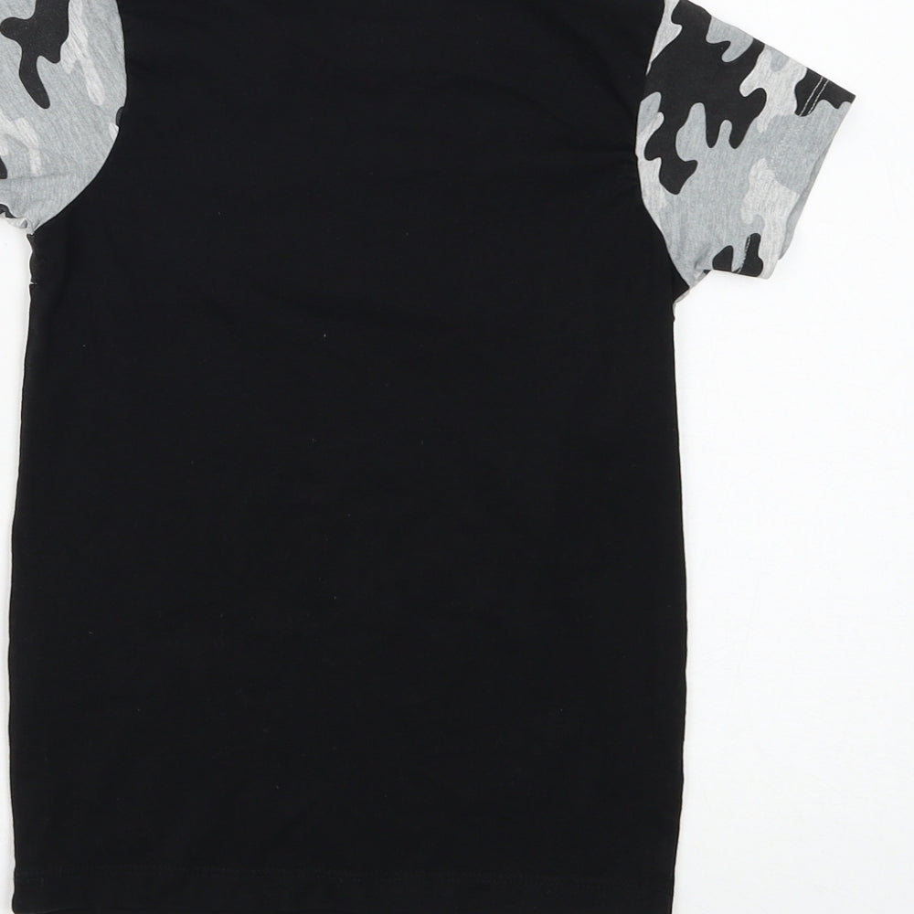 Matalan Boys Black Camouflage Cotton Basic T-Shirt Size 6 Years Round Neck Pullover - World Wide