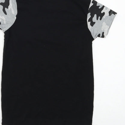 Matalan Boys Black Camouflage Cotton Basic T-Shirt Size 6 Years Round Neck Pullover - World Wide