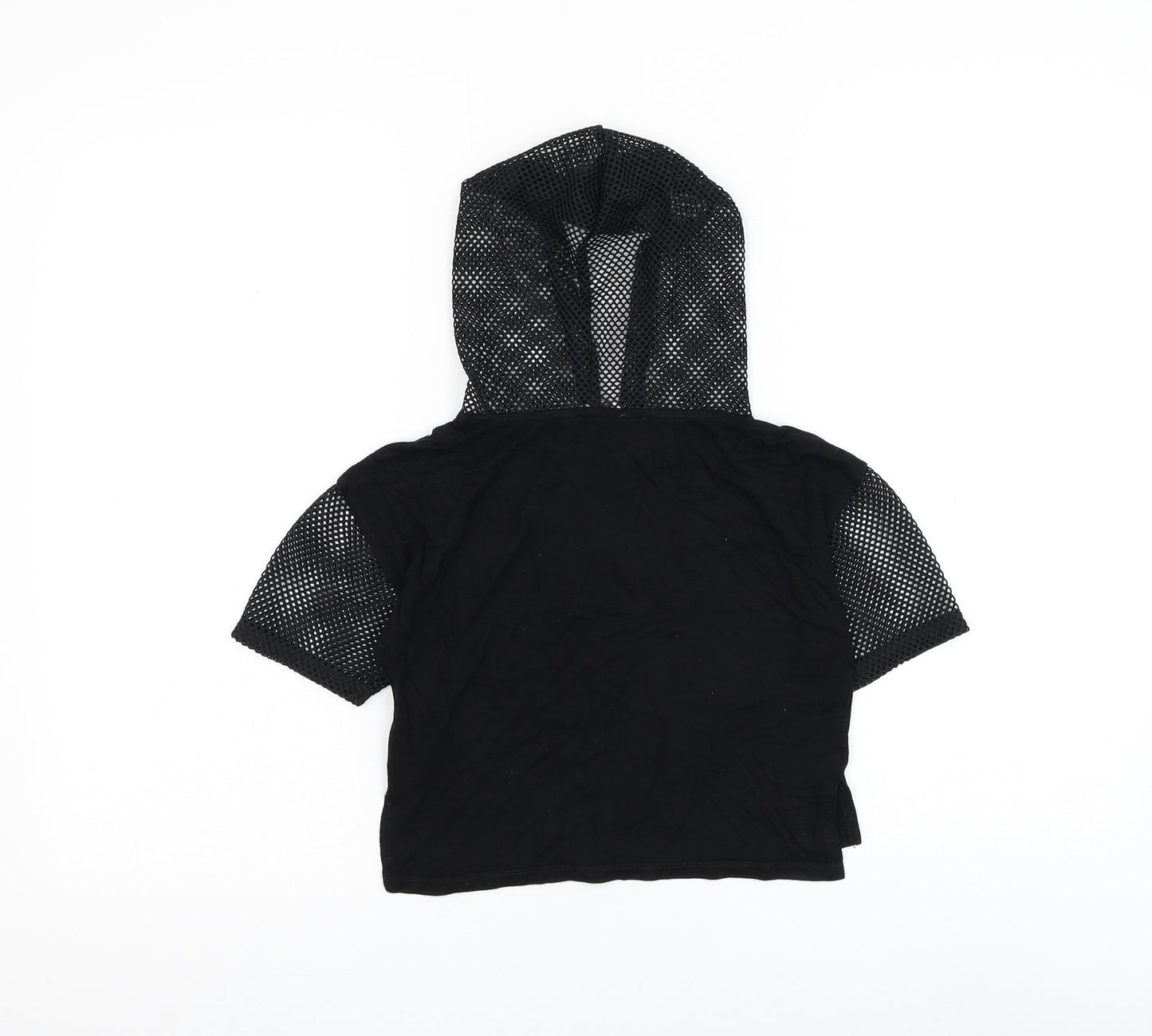Pineapple Girls Black Viscose Pullover Hoodie Size 7-8 Years Pullover - Pineapple Mesh Detailing