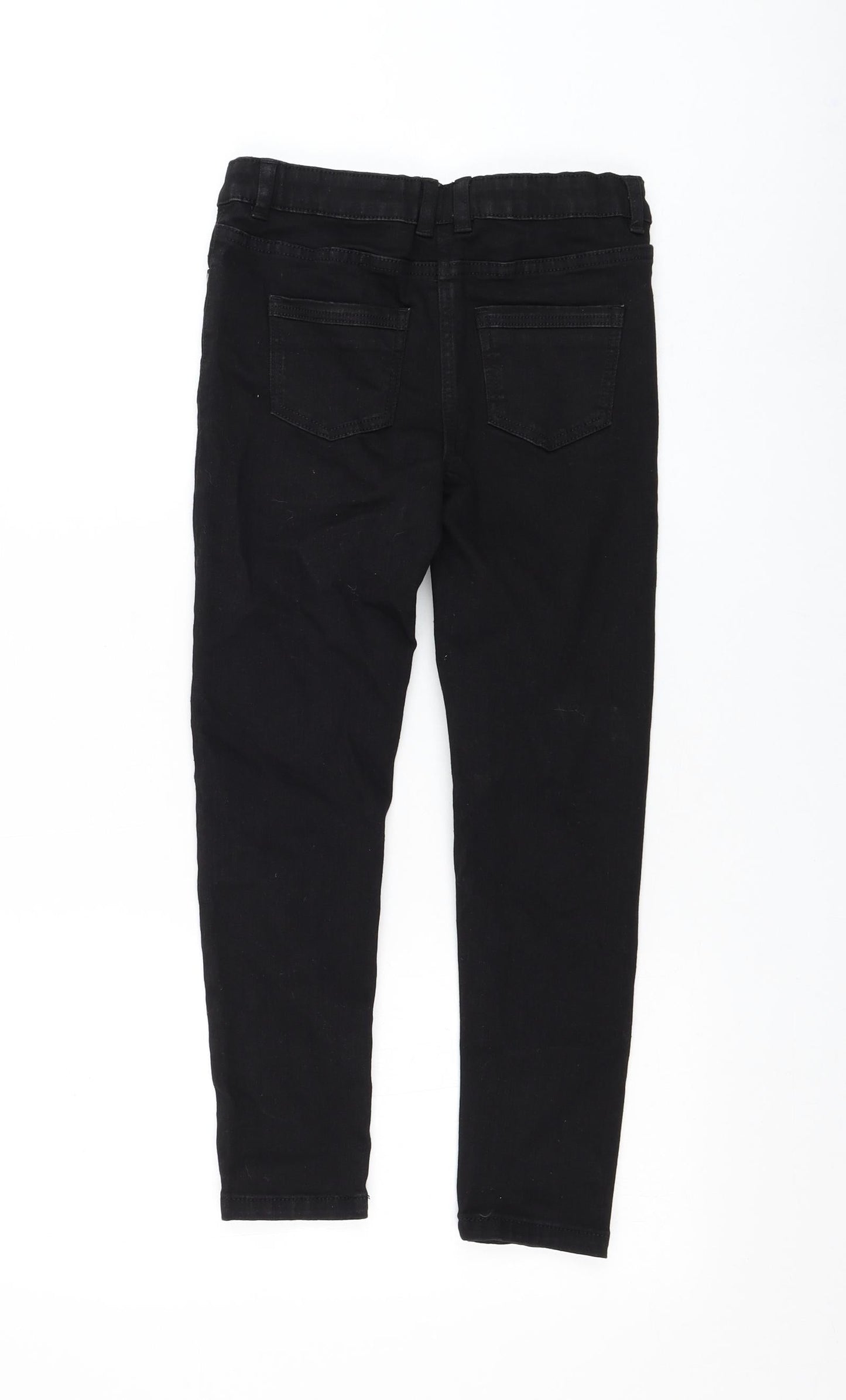 NEXT Girls Black Cotton Skinny Jeans Size 9 Months Regular Zip - Distressed