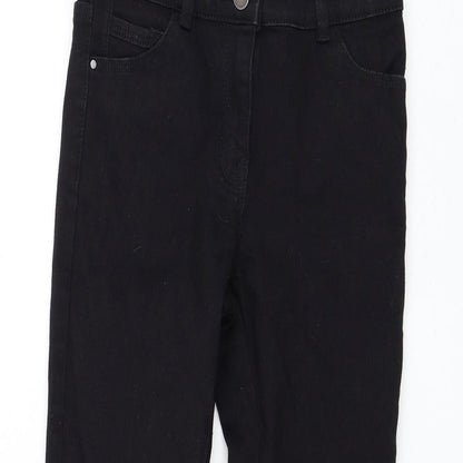 NEXT Girls Black Cotton Skinny Jeans Size 9 Months Regular Zip - Distressed
