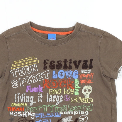 Adams Boys Brown Cotton Basic T-Shirt Size 4 Years Round Neck Pullover - Festival