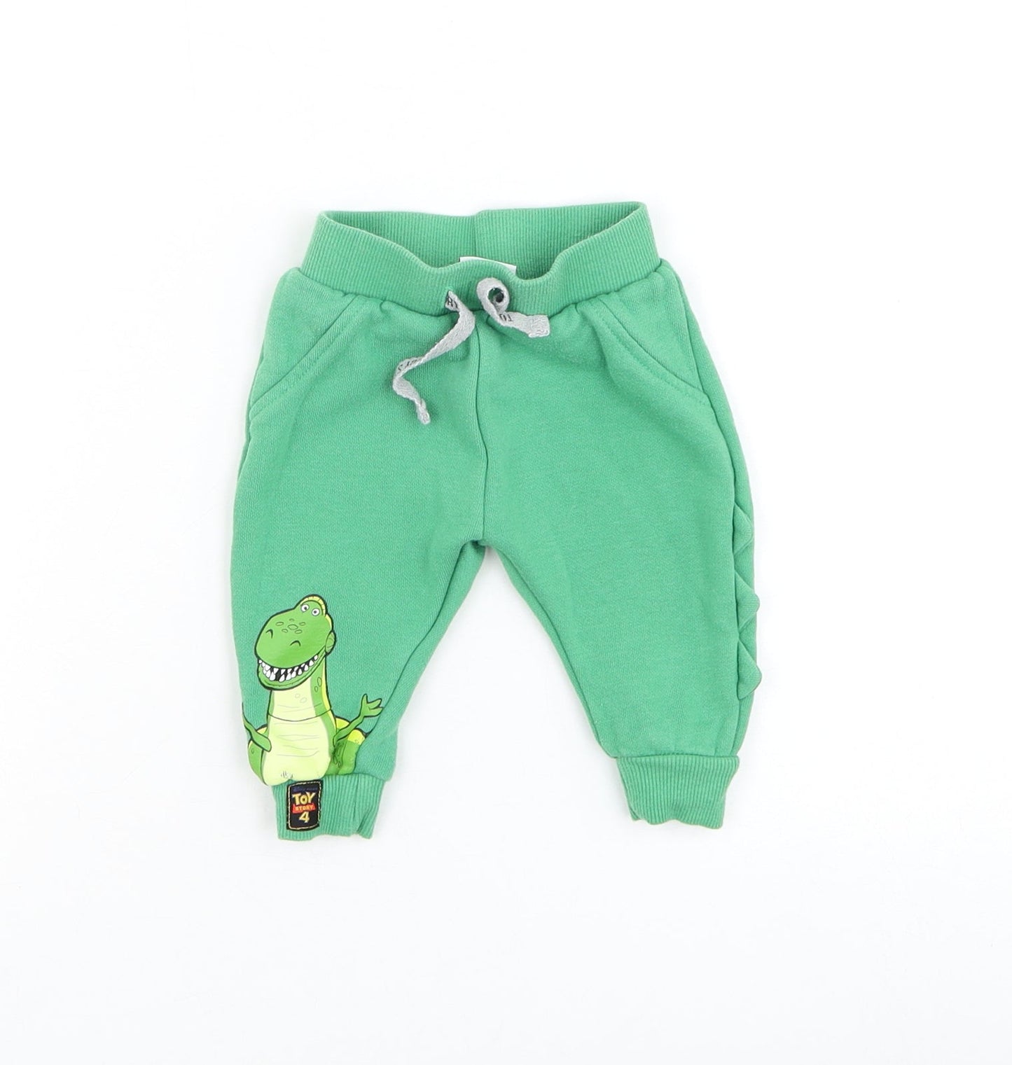 Primark Boys Green Cotton Jogger Trousers Size 3-6 Months Drawstring - Toy Story