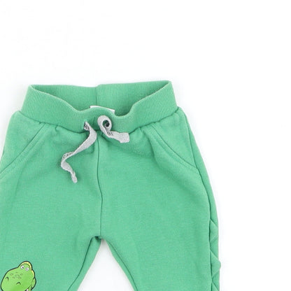 Primark Boys Green Cotton Jogger Trousers Size 3-6 Months Drawstring - Toy Story
