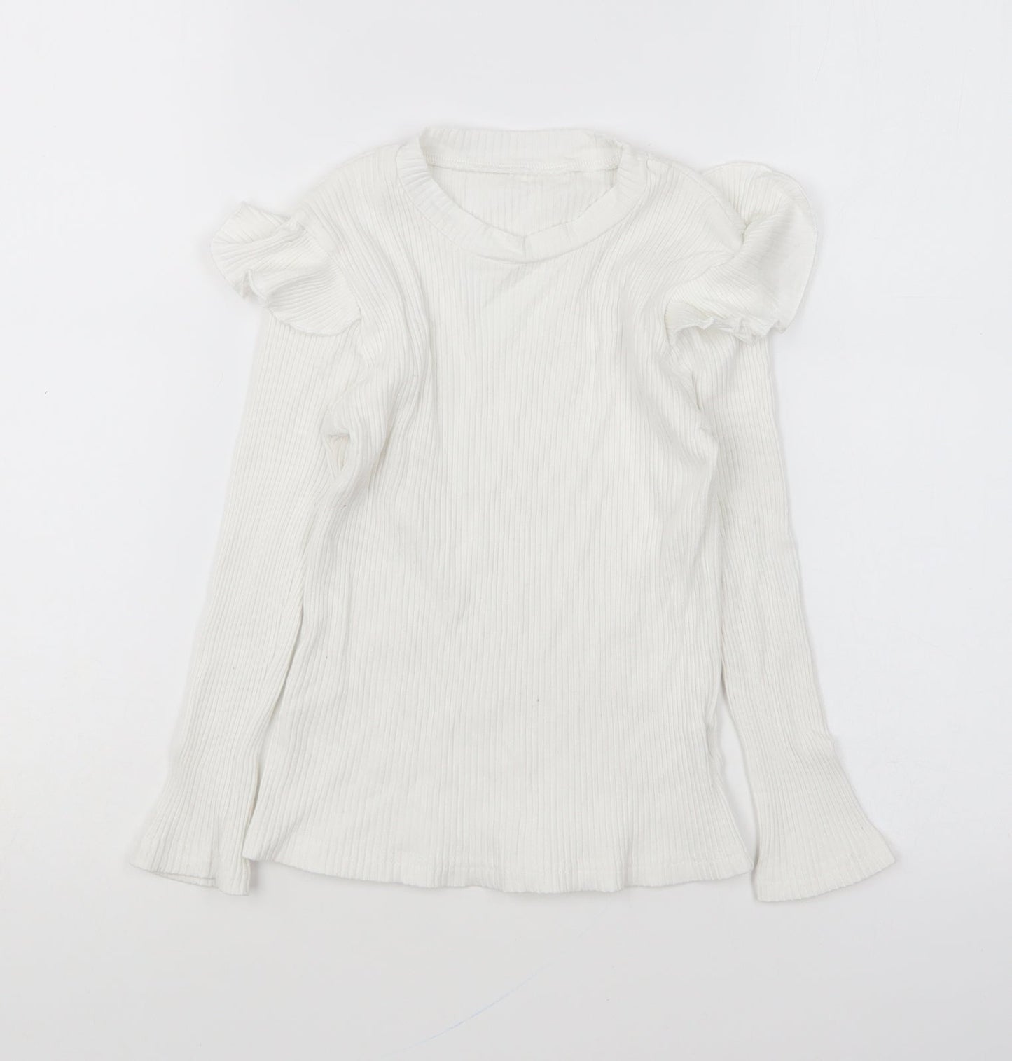 Preworn Girls White Round Neck Cotton Pullover Jumper Size 9-10 Years Pullover