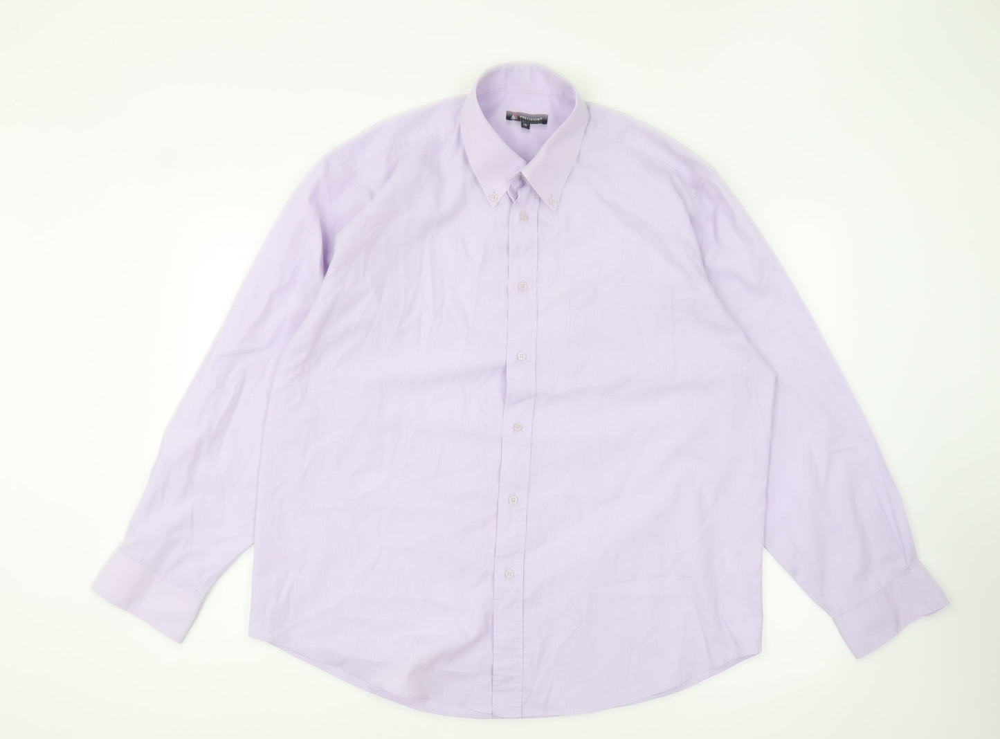 Mens UK Size 16 Precision Purple  Button-Up Long Sleeve Casual Shirt