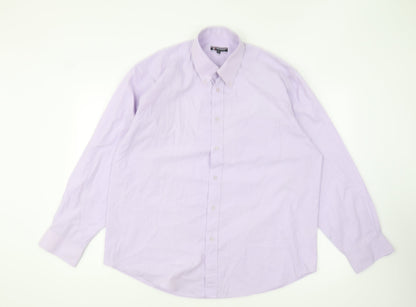 Mens UK Size 16 Precision Purple  Button-Up Long Sleeve Casual Shirt
