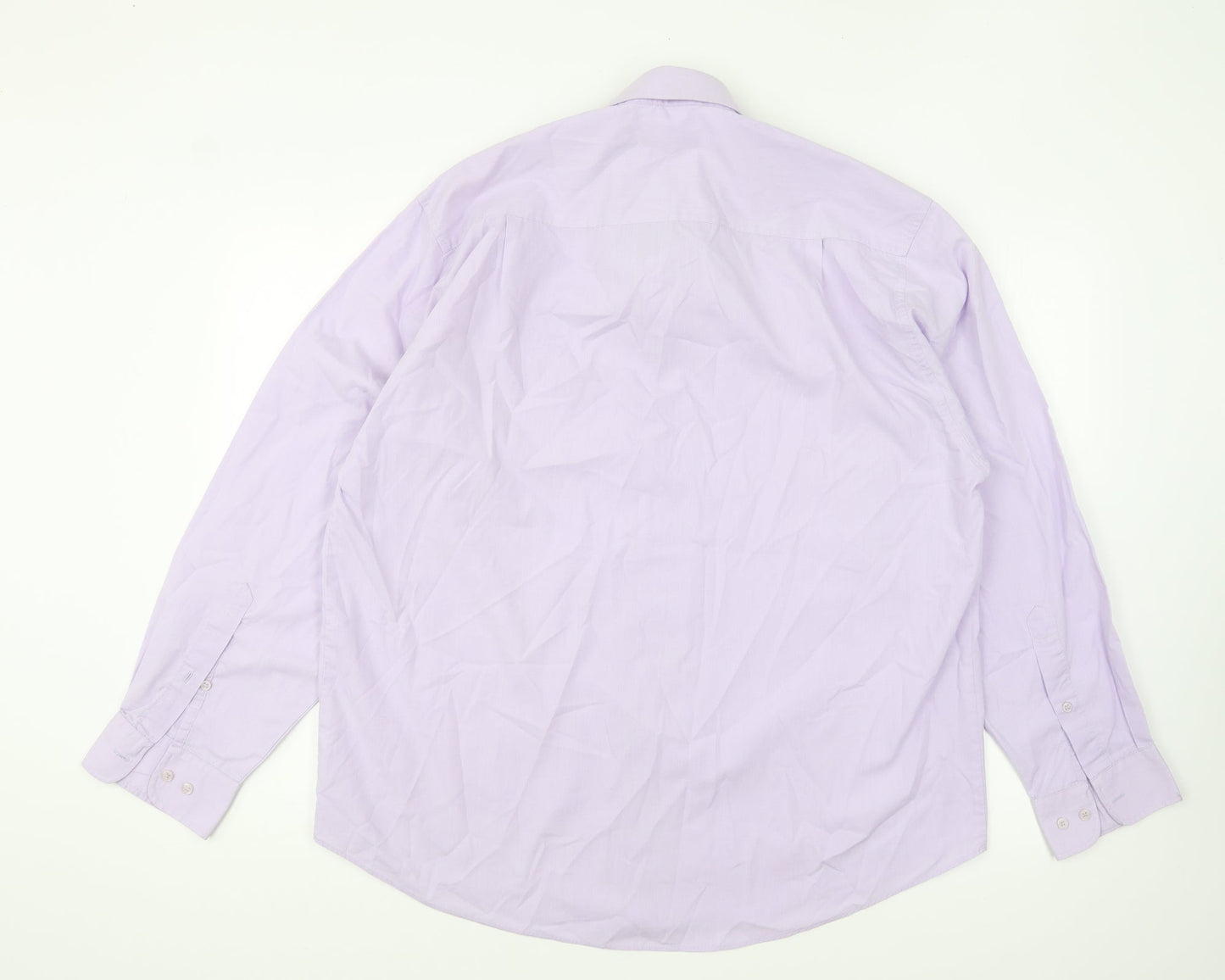Mens UK Size 16 Precision Purple  Button-Up Long Sleeve Casual Shirt