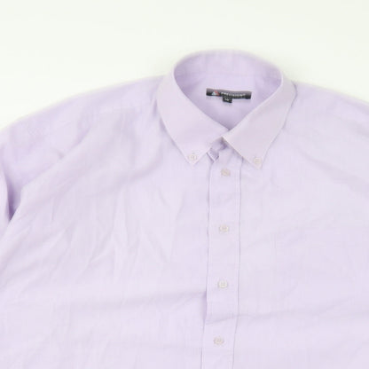 Mens UK Size 16 Precision Purple  Button-Up Long Sleeve Casual Shirt