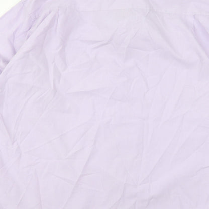 Mens UK Size 16 Precision Purple  Button-Up Long Sleeve Casual Shirt