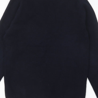 Preworn Mens Blue Round Neck Cotton Pullover Jumper Size S