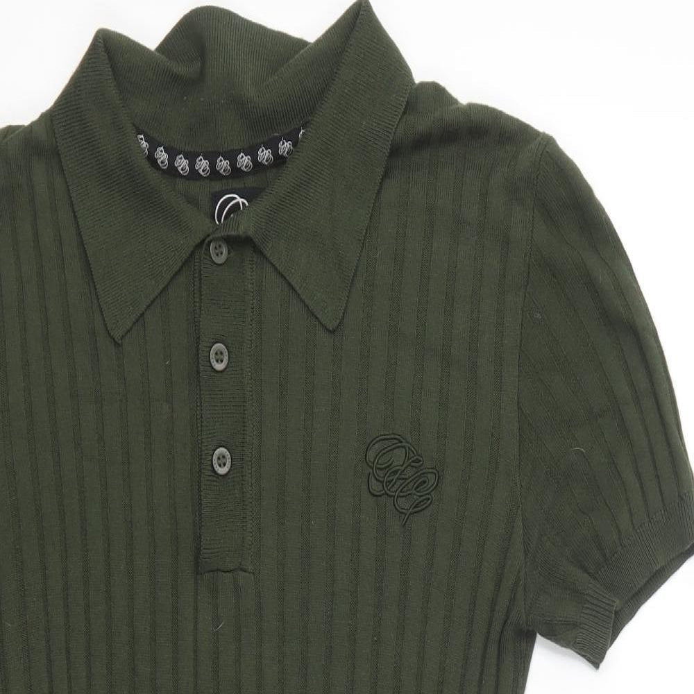 Fabric Mens Green Viscose Polo Size XS Collared Button