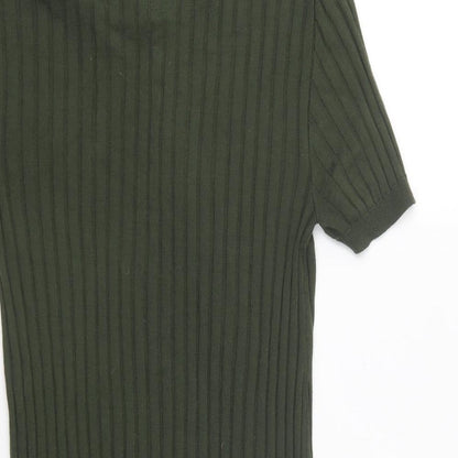Fabric Mens Green Viscose Polo Size XS Collared Button