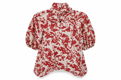 Gini London Womens Red Geometric Polyester Basic Blouse Size 12 High Neck